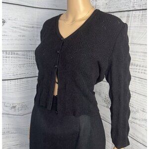 Vtg St.John Collection By Marie Gray Cardigan Jacket Sz S Black Knit Long Sleeve